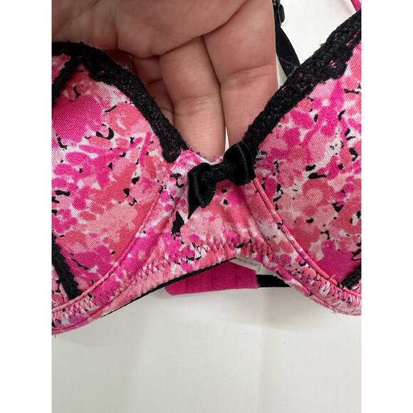 Apt. 9 Intimates Womens Bra Size 34B Pink Floral Black Padded Adjustable - Picture 3 of 10